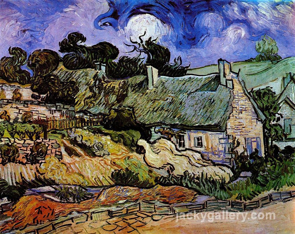Houses with Thatched Roofs, Cordeville, Van Gogh painting